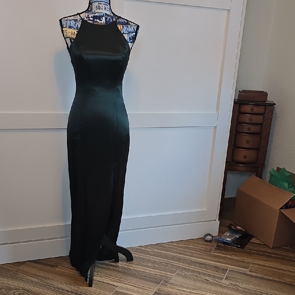 Elegant Green Satin Dress